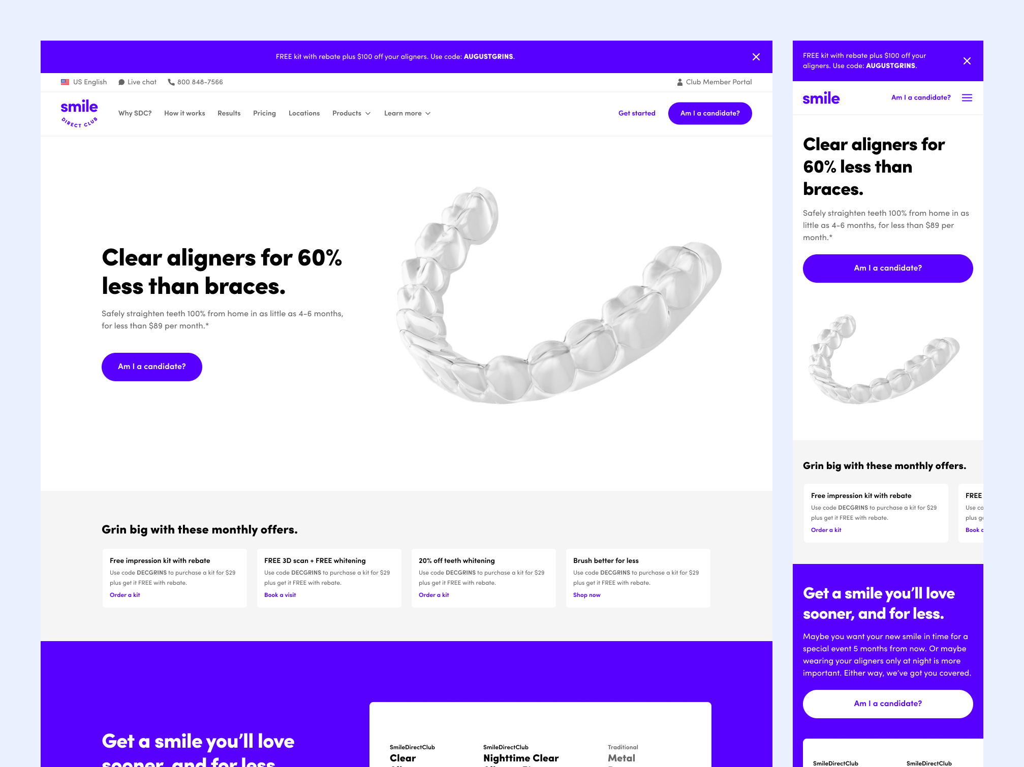 A screen from the website Figma file that assembles customized web components and sections into page layouts to accomplish business and user goals